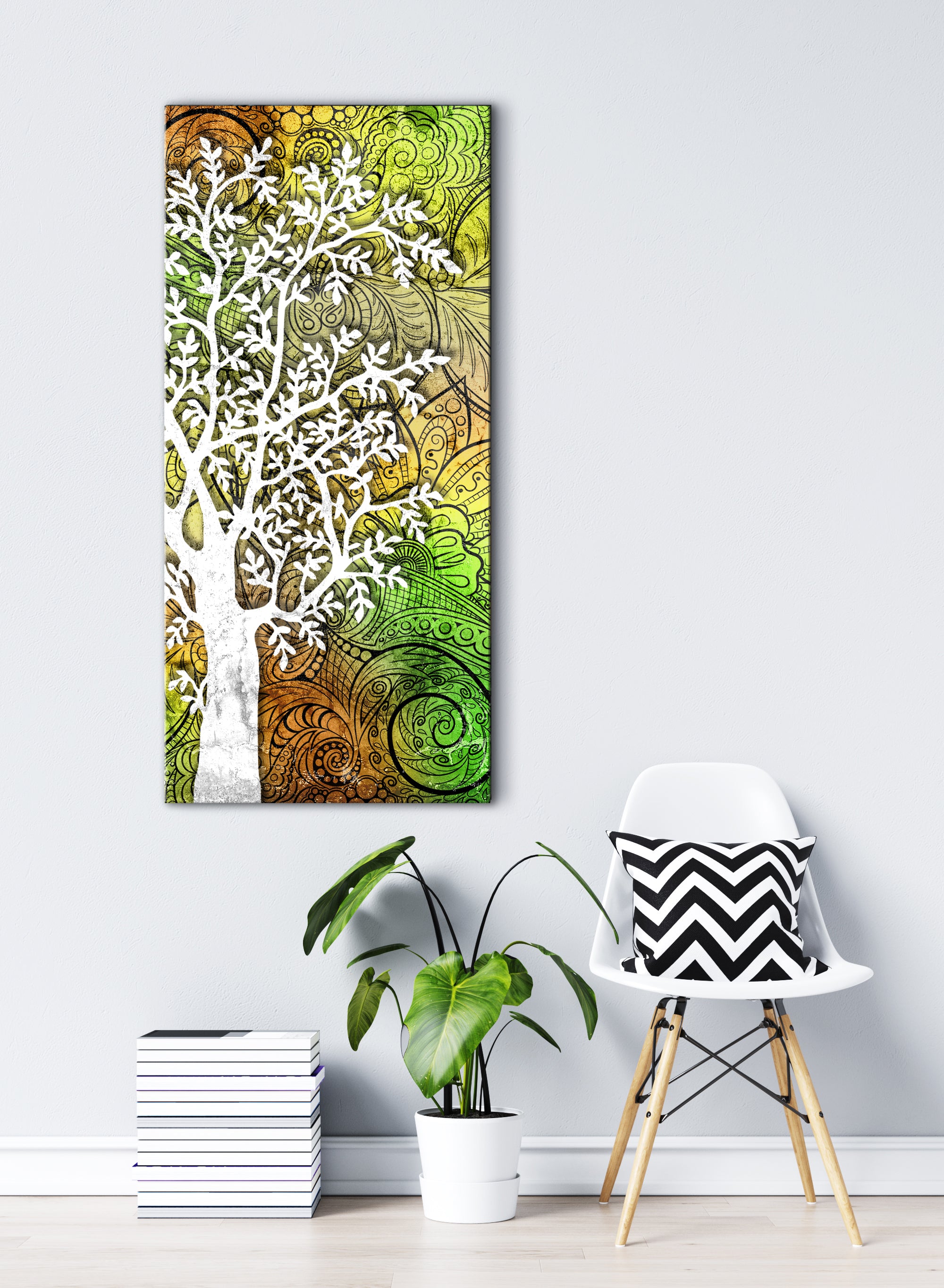 Boho Style Colorful Tree Wall Art with Wood Frame, Ready to Hang! Buy 2 Save 20%