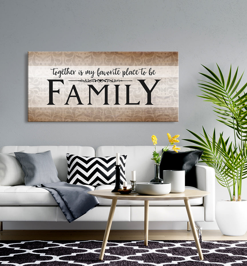 High - Quality Wood - Framed Family Wall Art: 'Together is Our Favorite Place' (Ready to Hang)