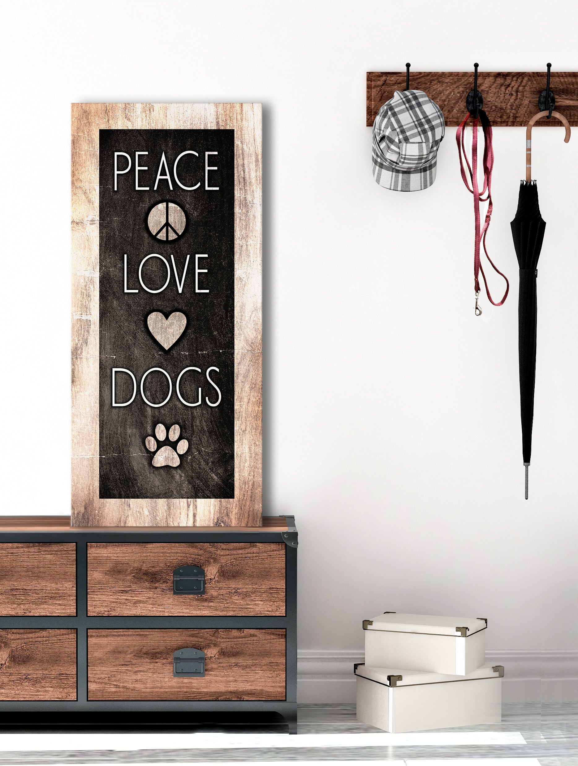Limited-Time Offer! Peace Love Dogs Pet Wall Art with Wood Frame, Ready to Hang