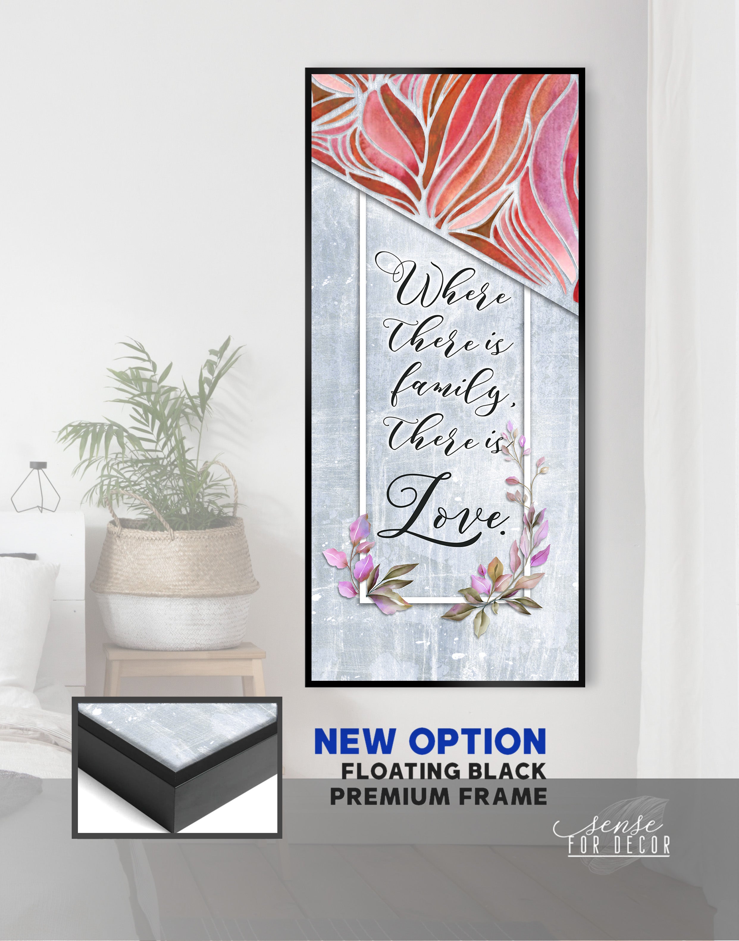 Limited Time Offer! Family Wall Art - 'Where There is Family There is Love' with Wood Frame, Ready To Hang