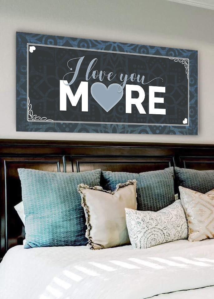 Exclusive Offer! Couples 'I Love You More' Wall Art with Wood Frame, Ready to Hang
