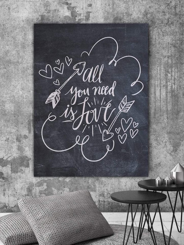 Limited Time Offer! Ready-to-Hang 'All You Need Is Love V3' Home Wall Art with Wood Frame