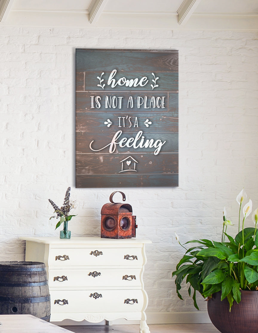 Hot! Home Wall Art - 'Home is Not a Place, It's a Feeling' V2 (Wood Frame, Ready To Hang)