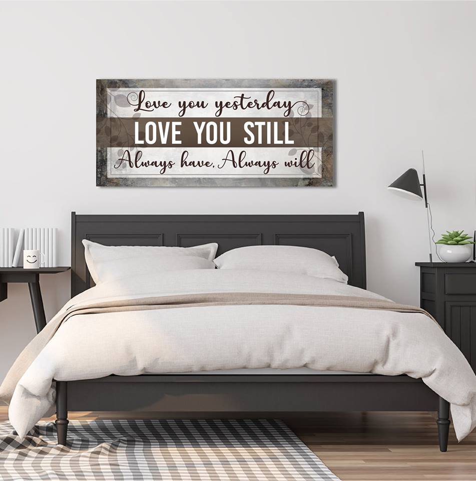 Hot! Couples Wall Art - 'Love You Yesterday, Love You Still' (Wood Frame, Ready To Hang)