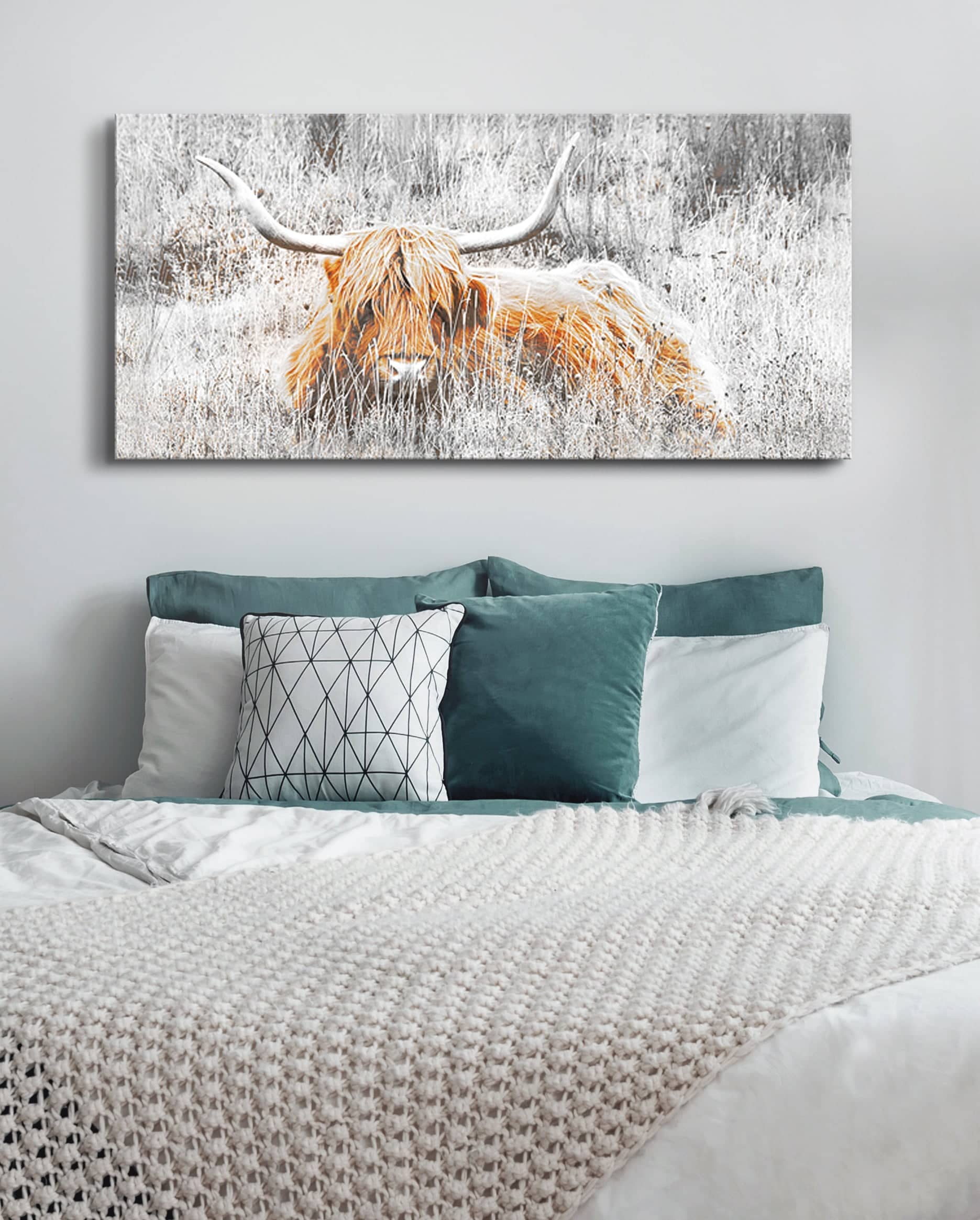Limited-Time Offer! Ready-to-Hang Highland Cattle V3 Animal Wall Art with Wood Frame