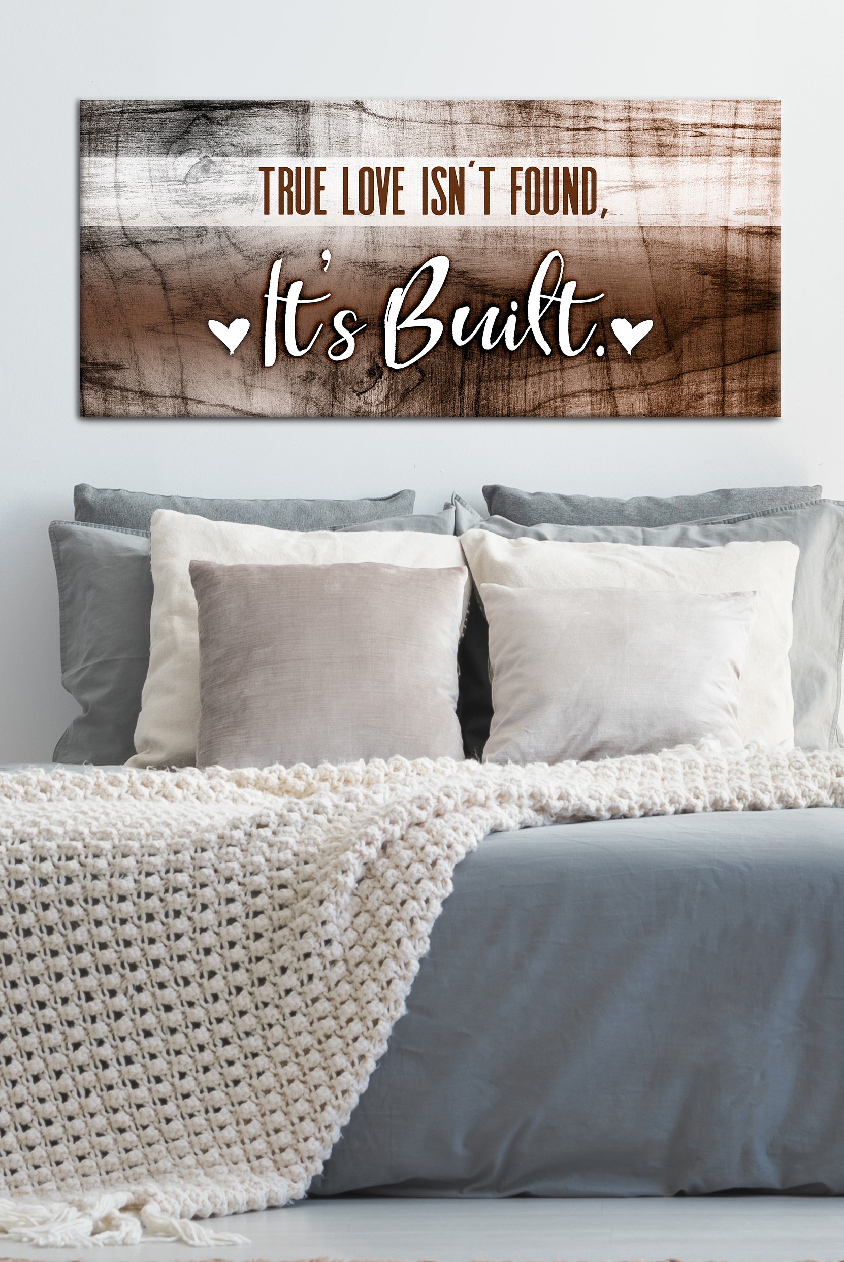 Home Wall Art: True love Isn't Found It's Built (Wood Frame Ready To Hang)