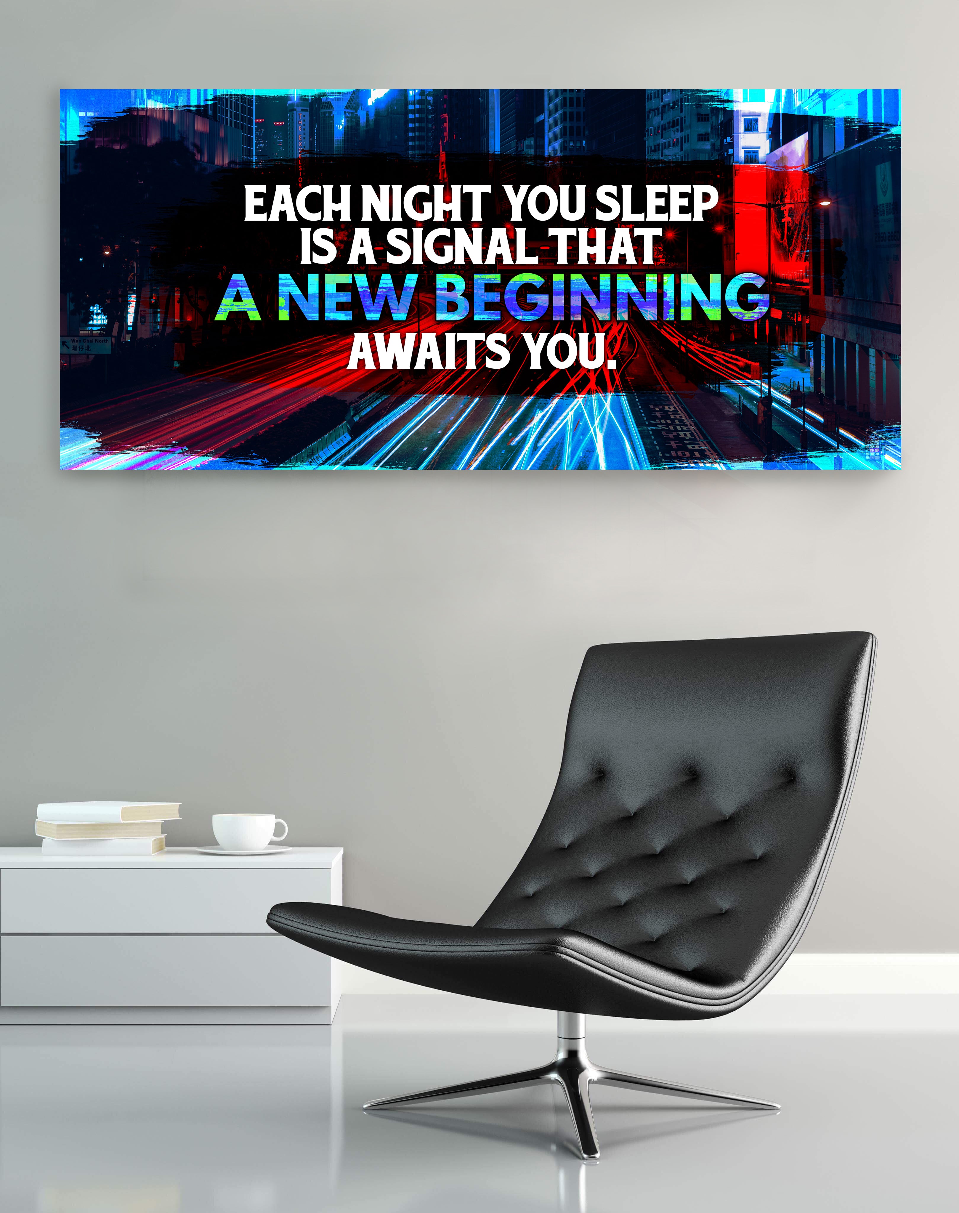 Exclusive Inspire Wall Art: 'Each Night You Sleep Is A New Beginning' (Wood Frame, Ready To Hang)