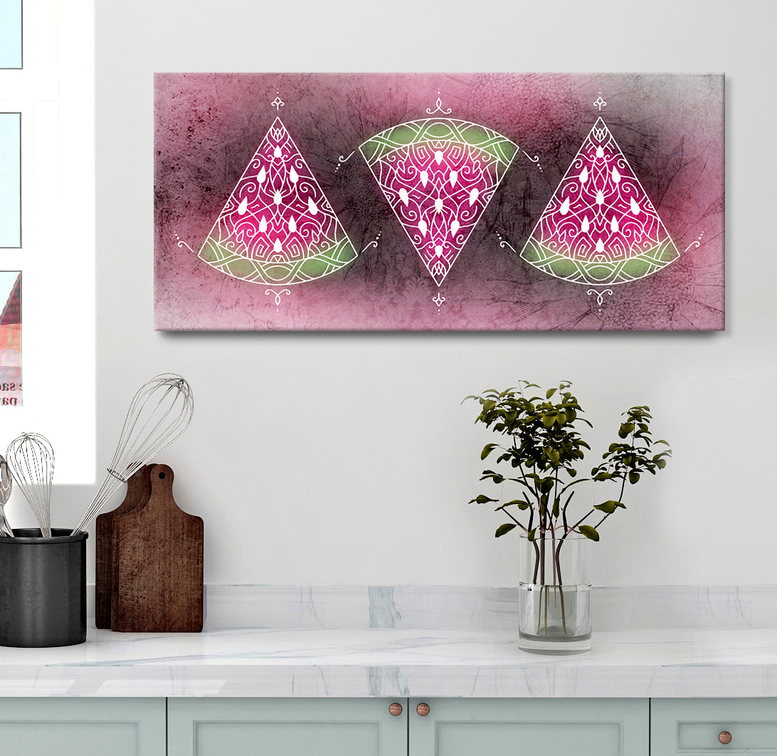 Hot Deal! Boho Watermelon Slices Wall Art with Wood Frame, Ready to Hang for Your Home