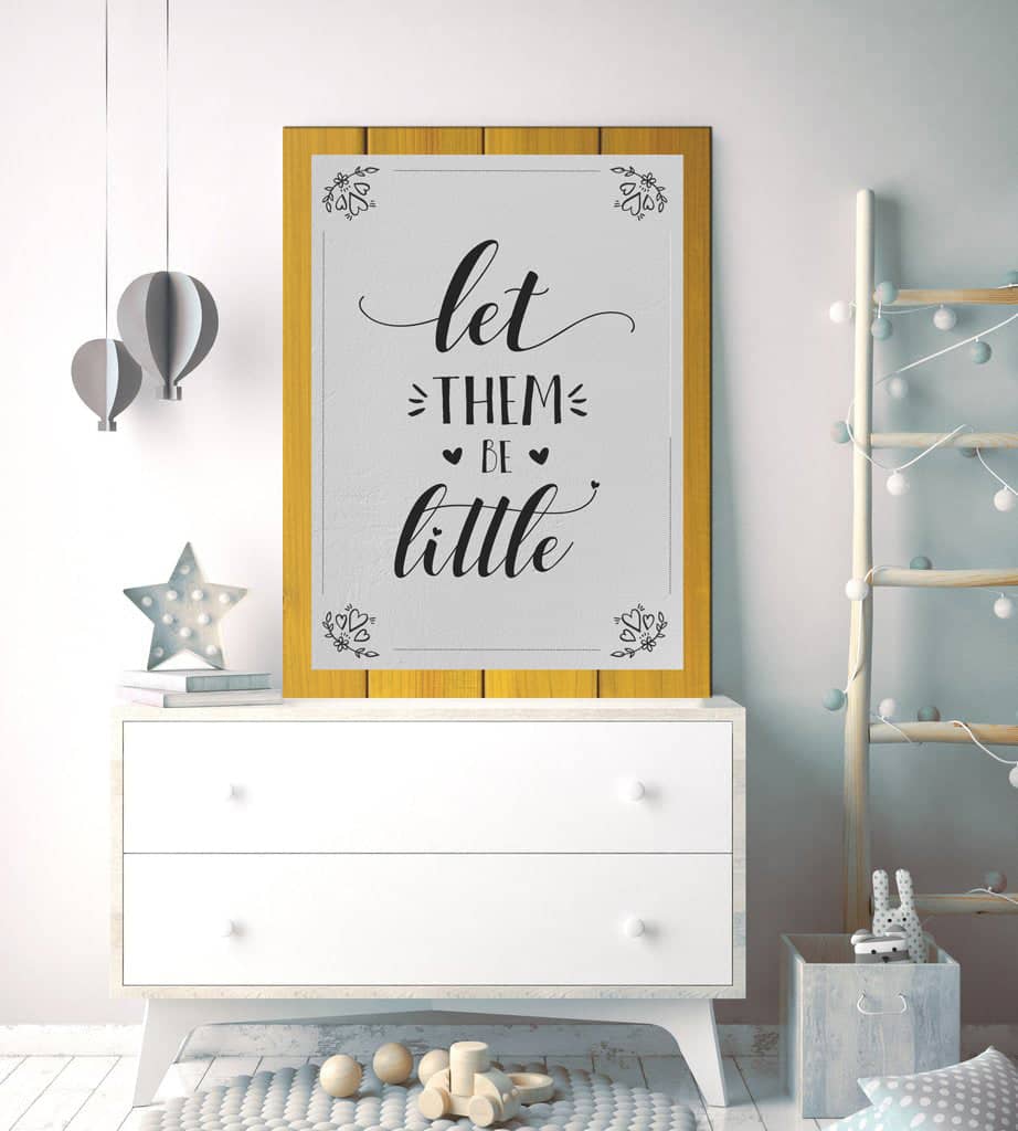 High - Quality Wood - Framed Baby Room Wall Art: Let Them Be Little (Ready To Hang)