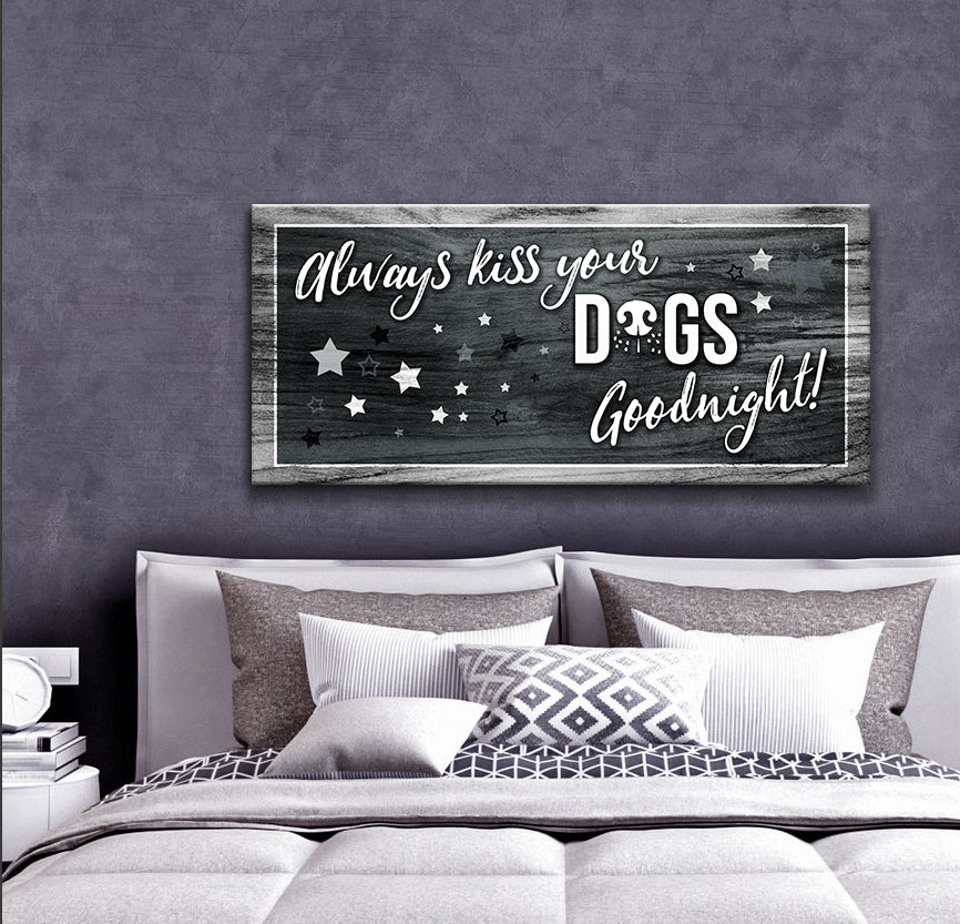 Pet Wall Art: Kiss Your Dogs Goodnight (Ready-to-Hang Wood Frame) - Buy 2, Save 20%