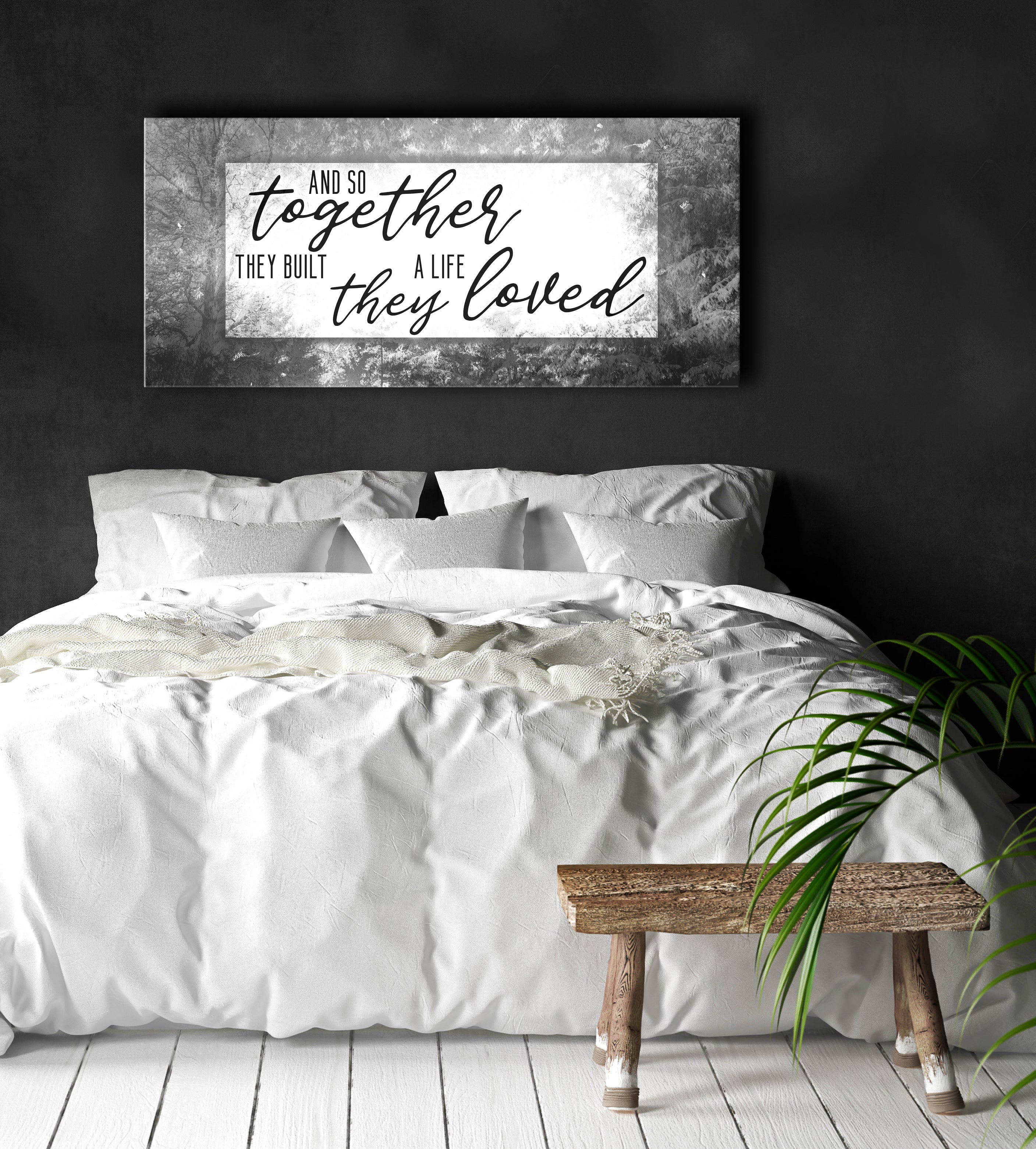 Exclusive Couples Wall Art - 'Together They Build A Life They Loved' V4 with Wood Frame (Ready to Hang)