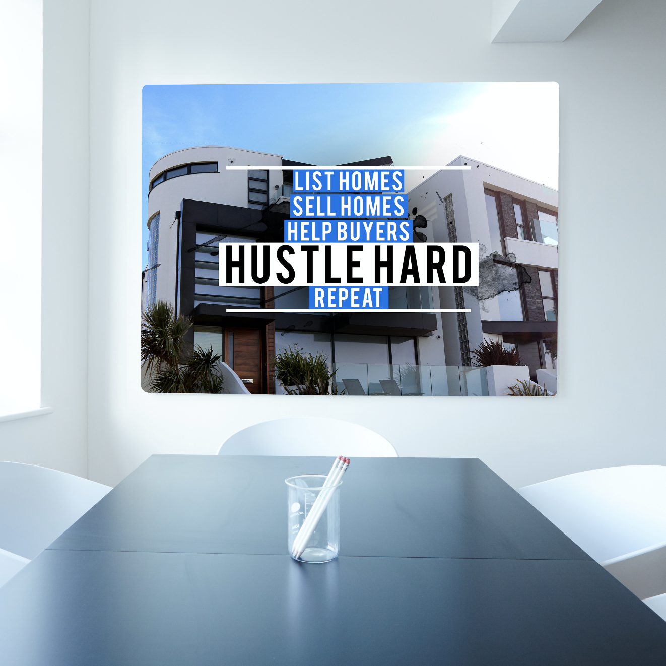 Hot! Estate Agent Hustle Business Wall Art with Wood Frame, Ready to Hang