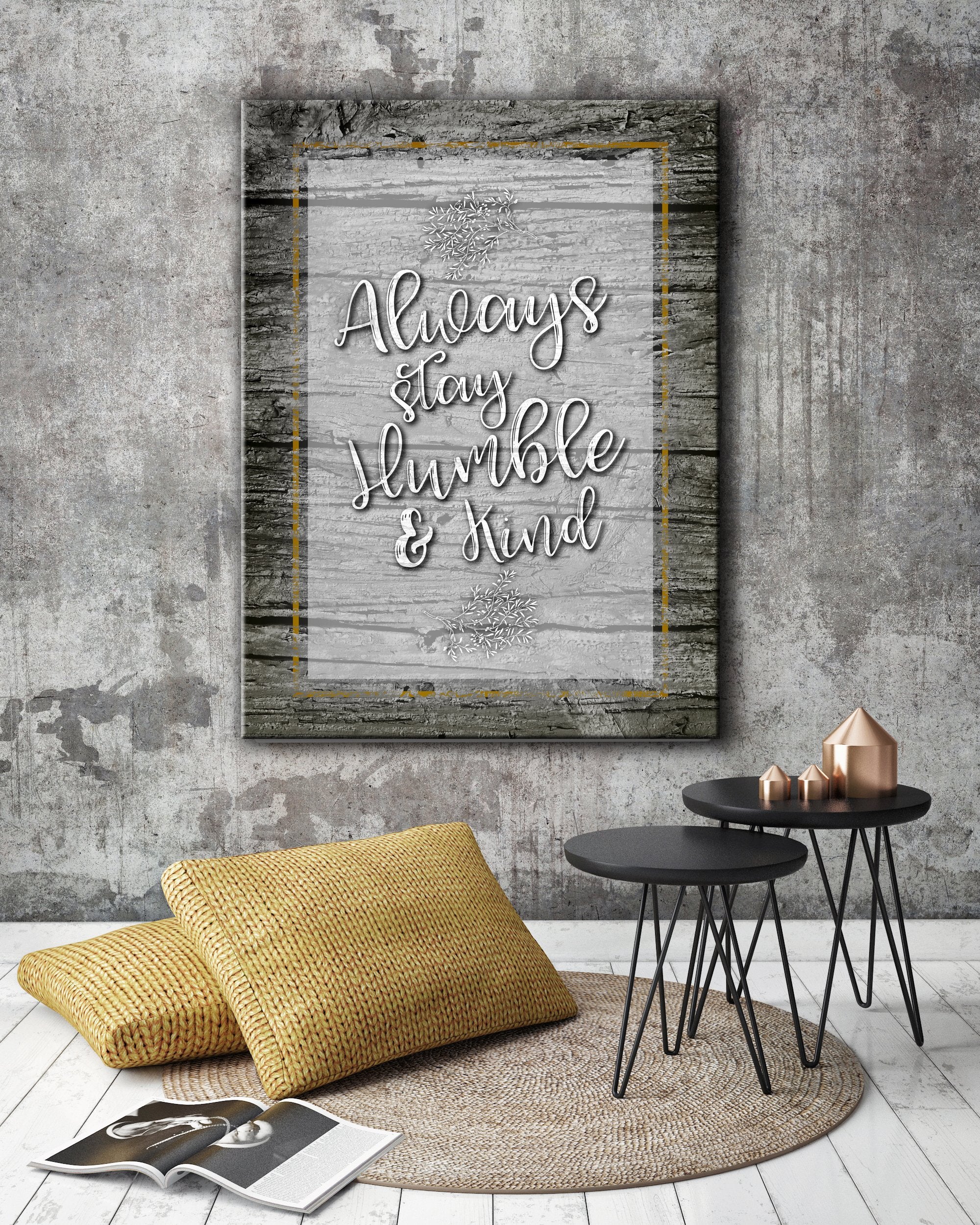 Hot Deal! Home Wall Art - Always Stay Humble & Kind with Wood Frame, Ready To Hang
