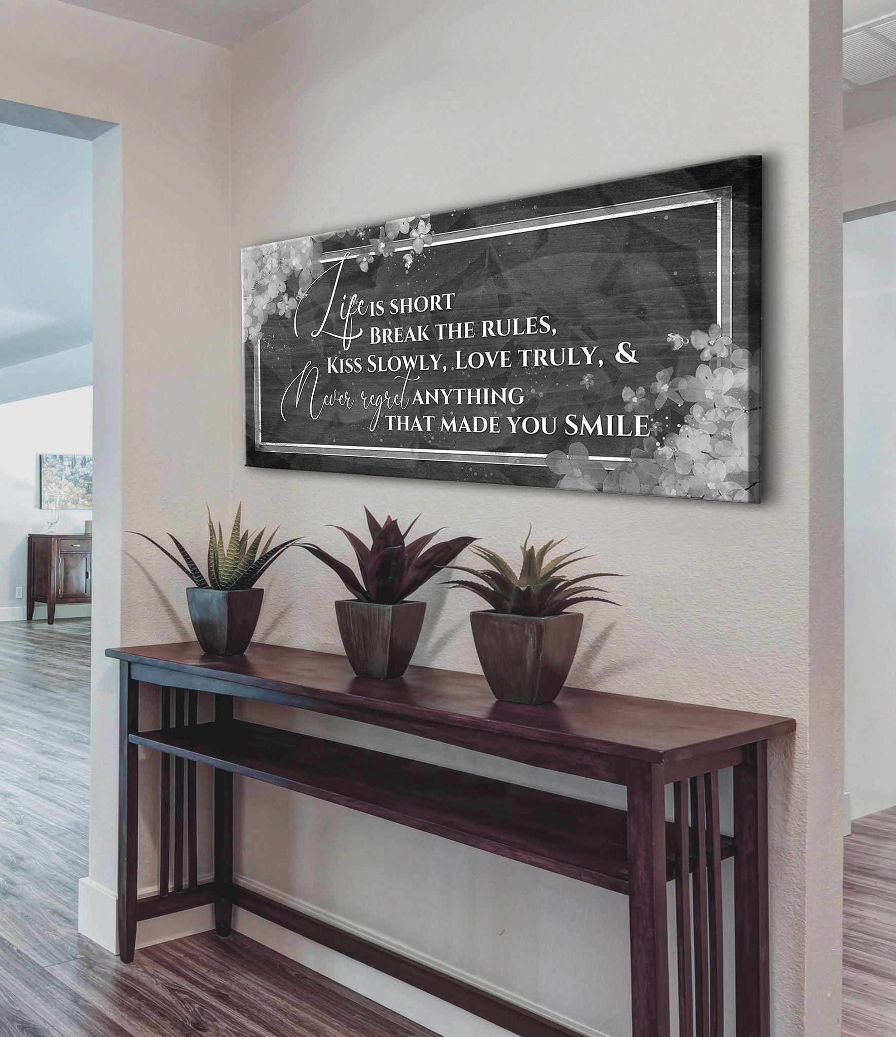 Exclusive Offer! Ready-to-Hang Wood Frame Home Wall Art - Life Is Short V3