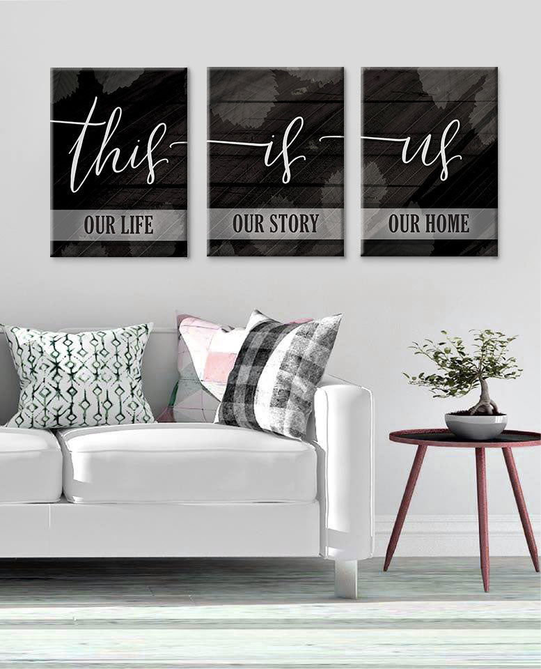 Hot! Couples Wall Art Set of 3 V2 - Wood Frame, Ready To Hang