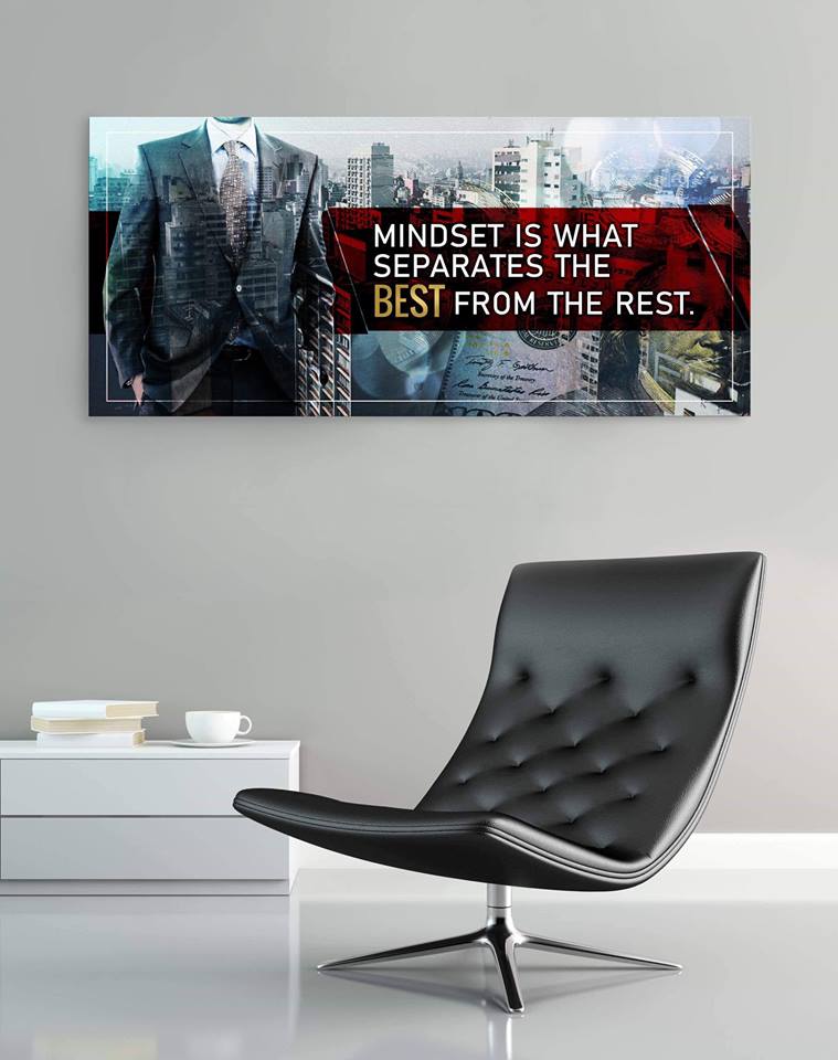 Hot! Business Wall Art: Mindset Matters (Wood Frame, Ready To Hang)