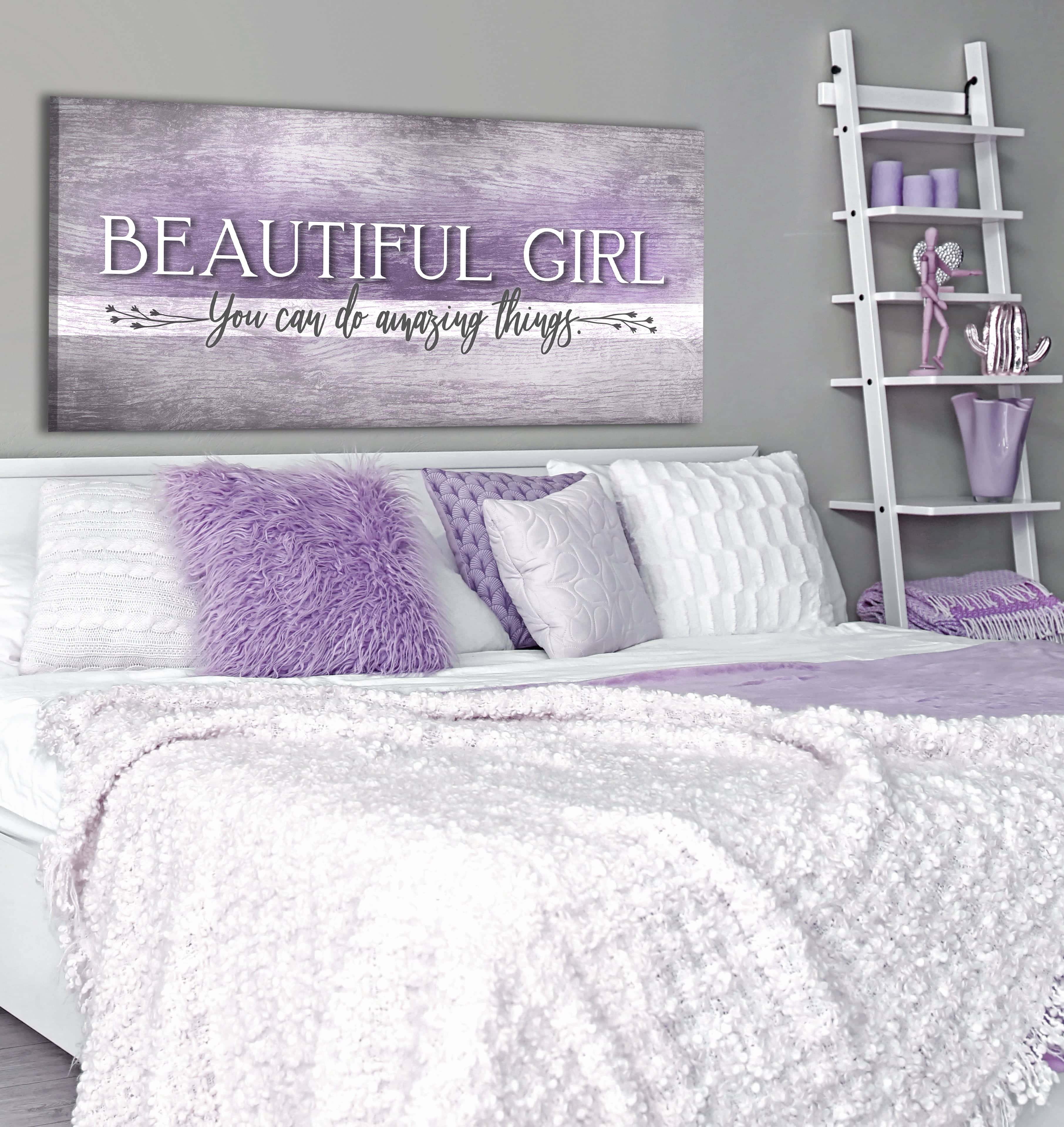 Ready-to-Hang Wood-Frame Bedroom Wall Art: Inspiring Beautiful Girl Design