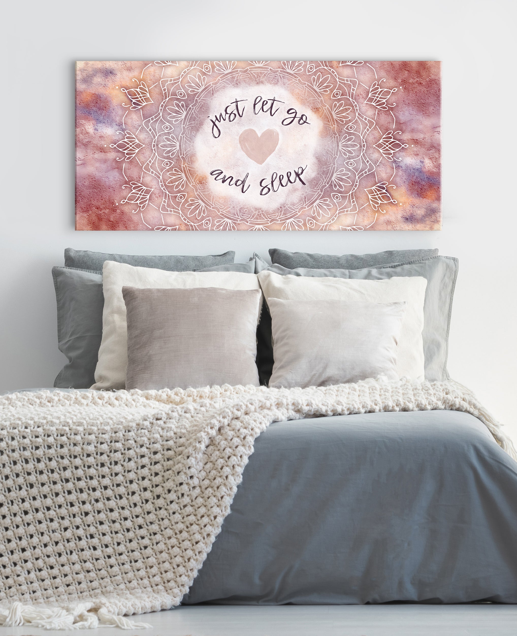 Boho Wall Art 'Just Let Go and Sleep' - Wood Frame, Ready to Hang! Buy 2, Save 20%