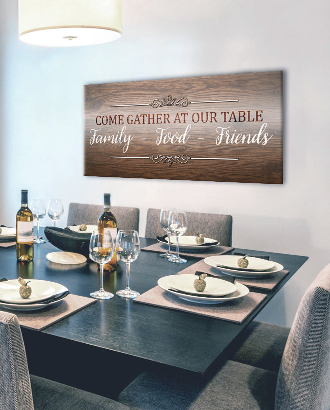 High - Quality Wood - Framed 'Come Gather At Our Table' Home Wall Art Ready To Hang
