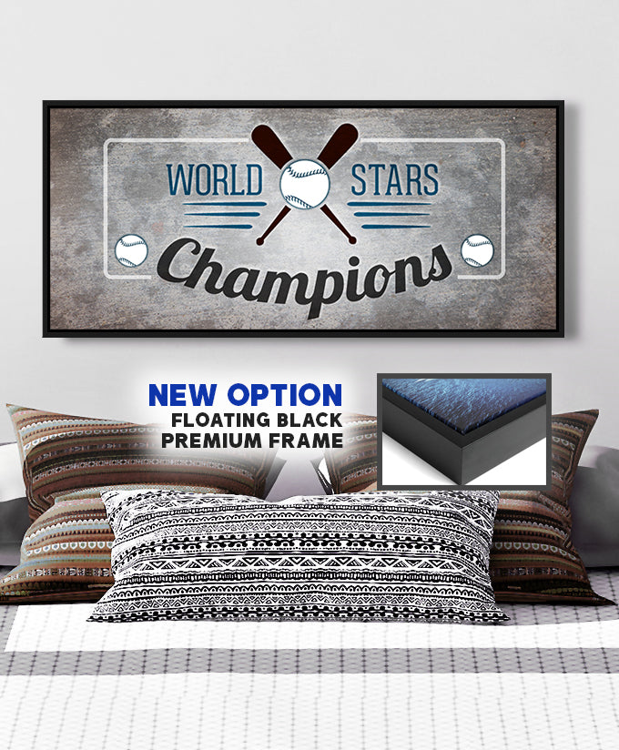 High - quality Teen Baseball World Stars Wall Art with Wood Frame, Ready to Hang