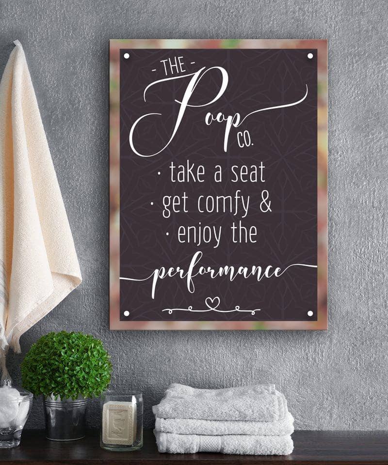 Ready-to-Hang Bathroom Wall Art by The Poop Co with Wood Frame