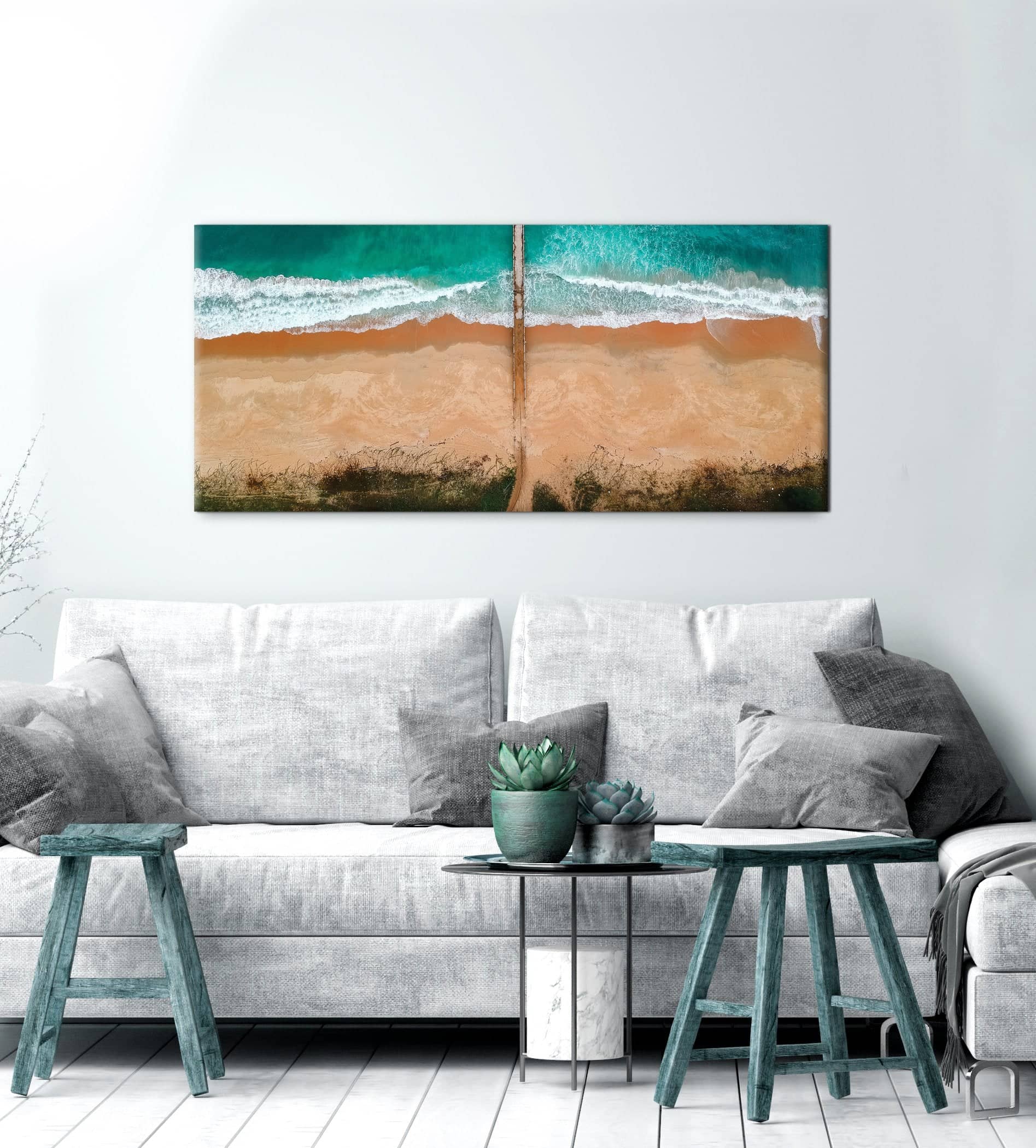Hot Deal! Ready - To - Hang Beach Wall Art: Sand Ocean Waves in Wood Frame