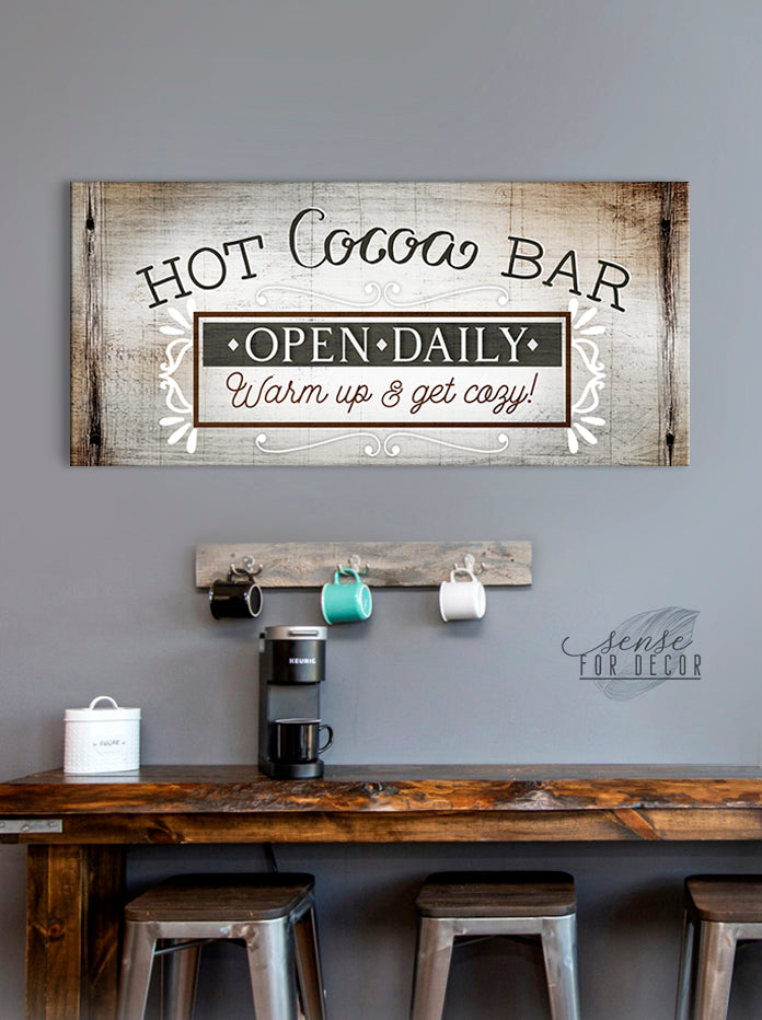 Hot Cocoa Bar Coffee Wall Art: Wood Frame, Ready to Hang - Buy 2, Save 20%