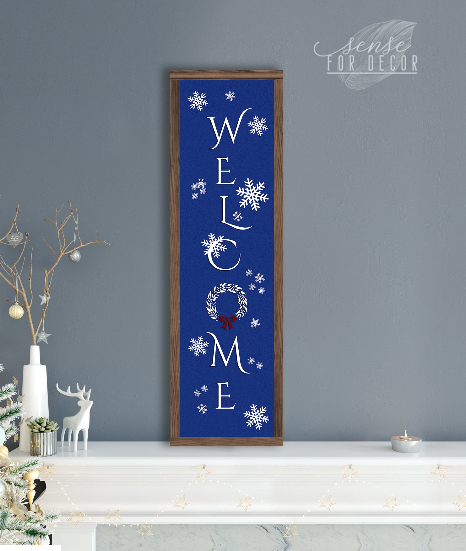 High - Quality Wood - Framed Holiday Wall Art: Welcome V6, Ready To Hang