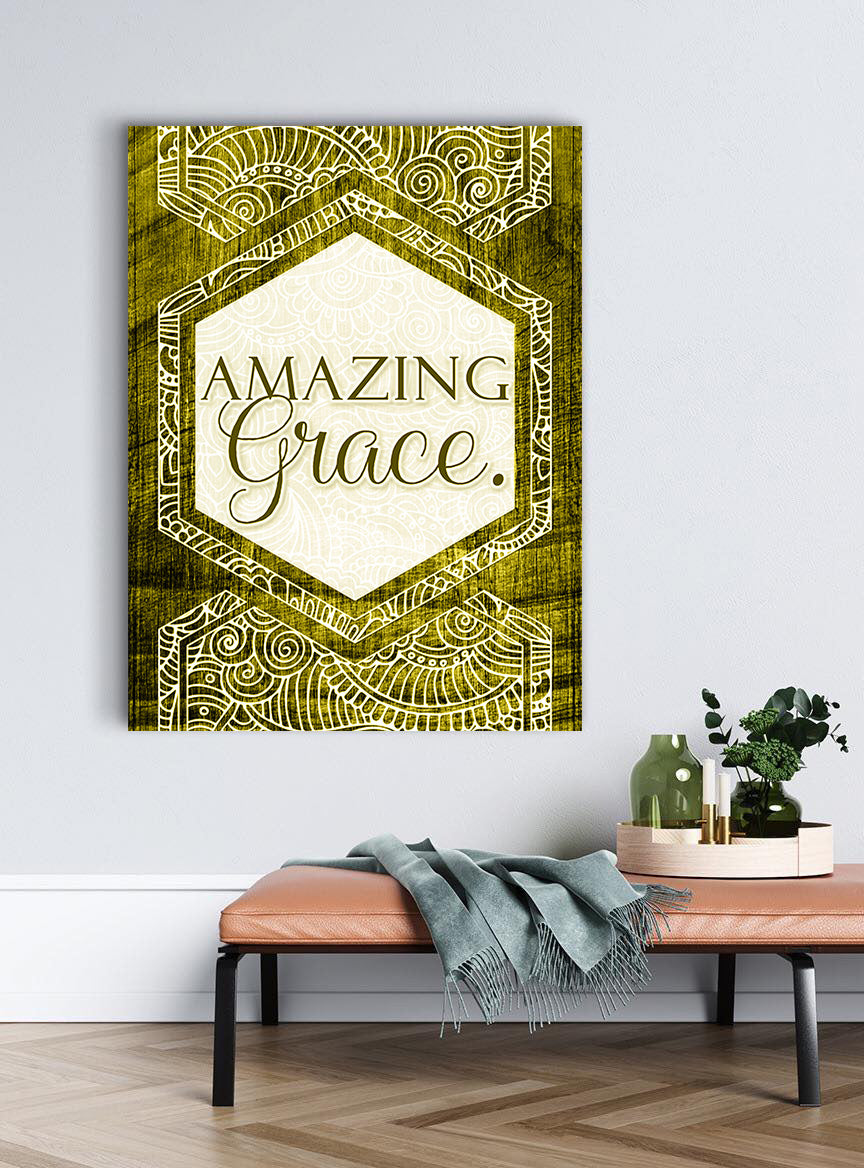 Stunning Christian Wall Art: Amazing Grace V11 with Wood Frame, Ready to Hang