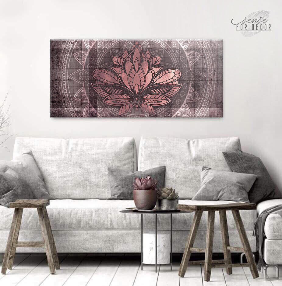 Hot Deal! Lotus Boho Plants Wall Art with Wood Frame, Ready to Hang