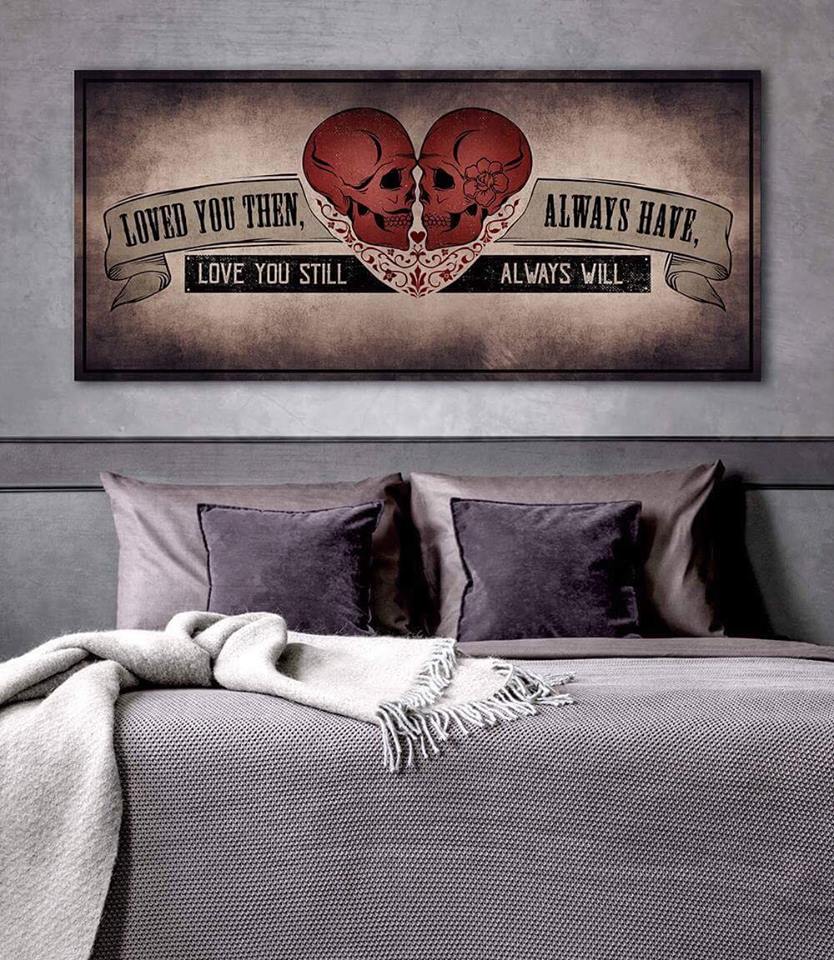 Limited-Time Offer! Skull Wall Art - 'Loved You Then, Love You Still' with Wood Frame, Ready to Hang