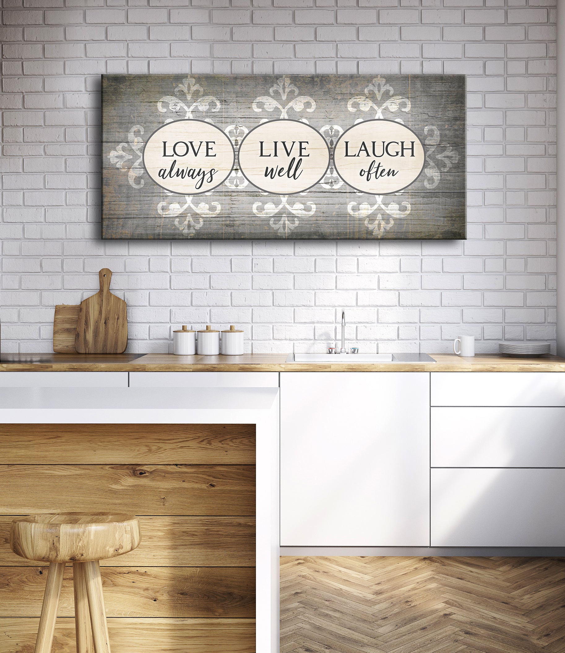 Hot! Ready-to-Hang Love Live Laugh Home Wall Art with Wood Frame