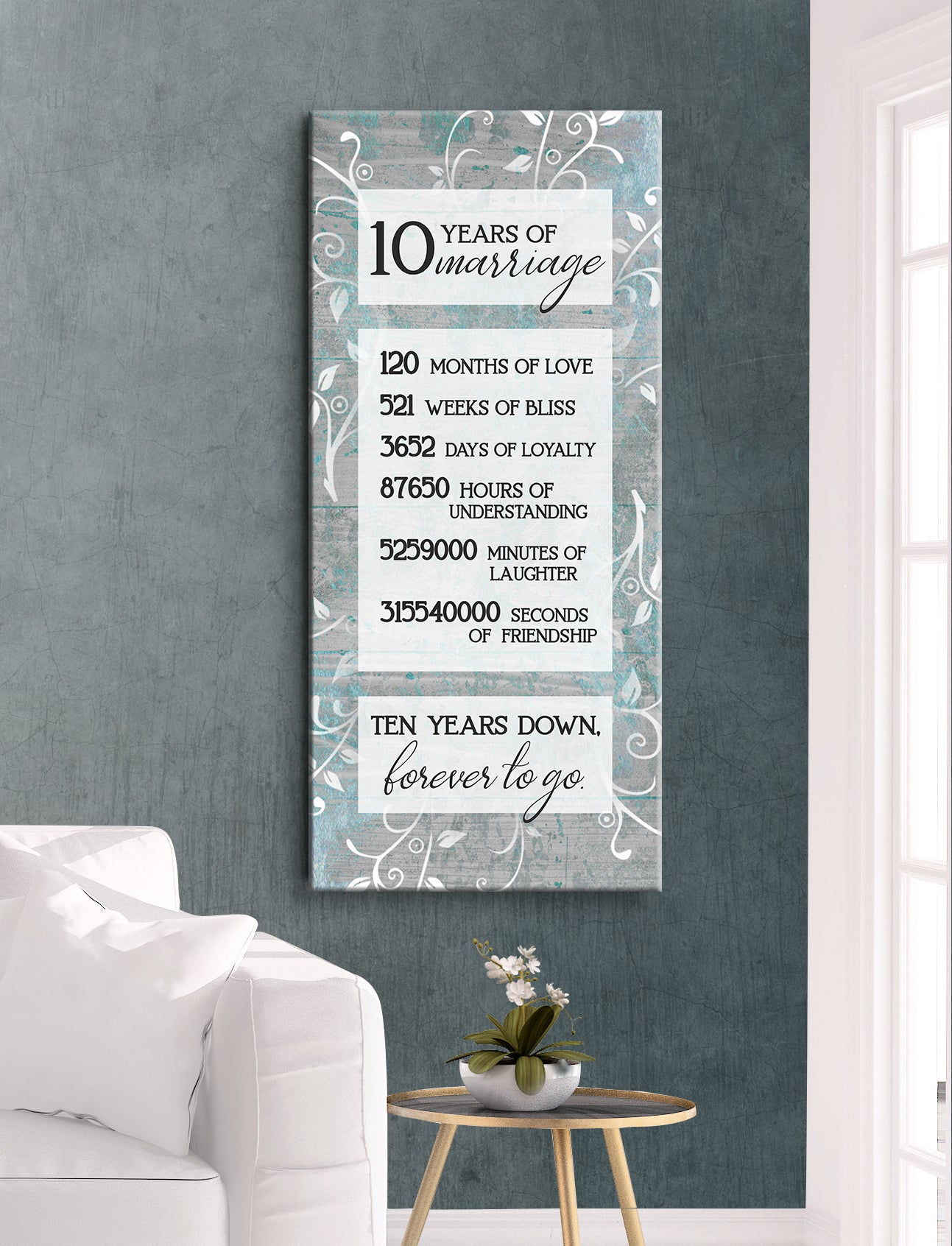 High - quality Wood - framed 10 - year Marriage Couples Wall Art, Ready to Hang