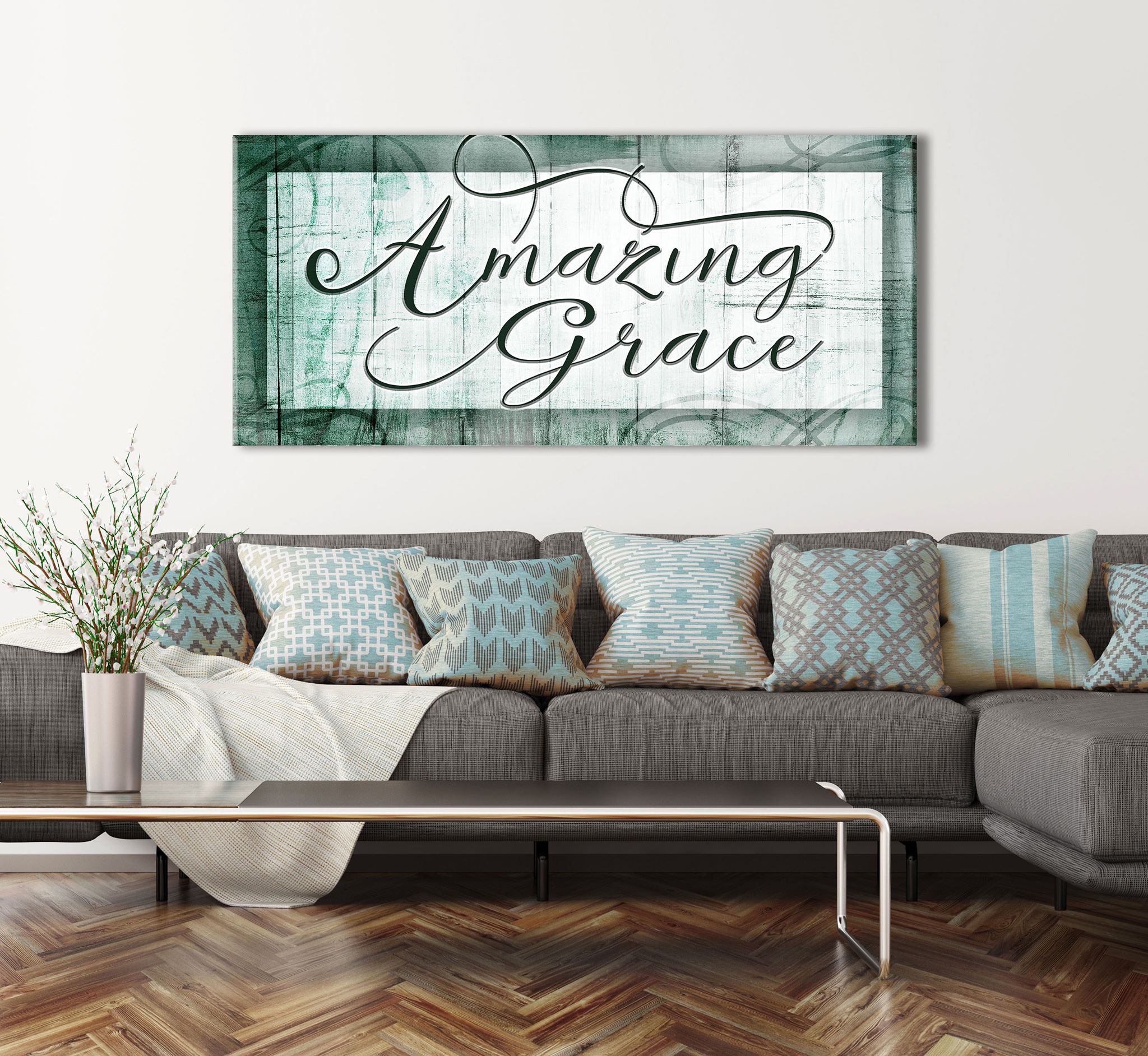 High - Quality Christian Wall Art: 'Amazing Grace V8' with Wood Frame, Ready to Hang