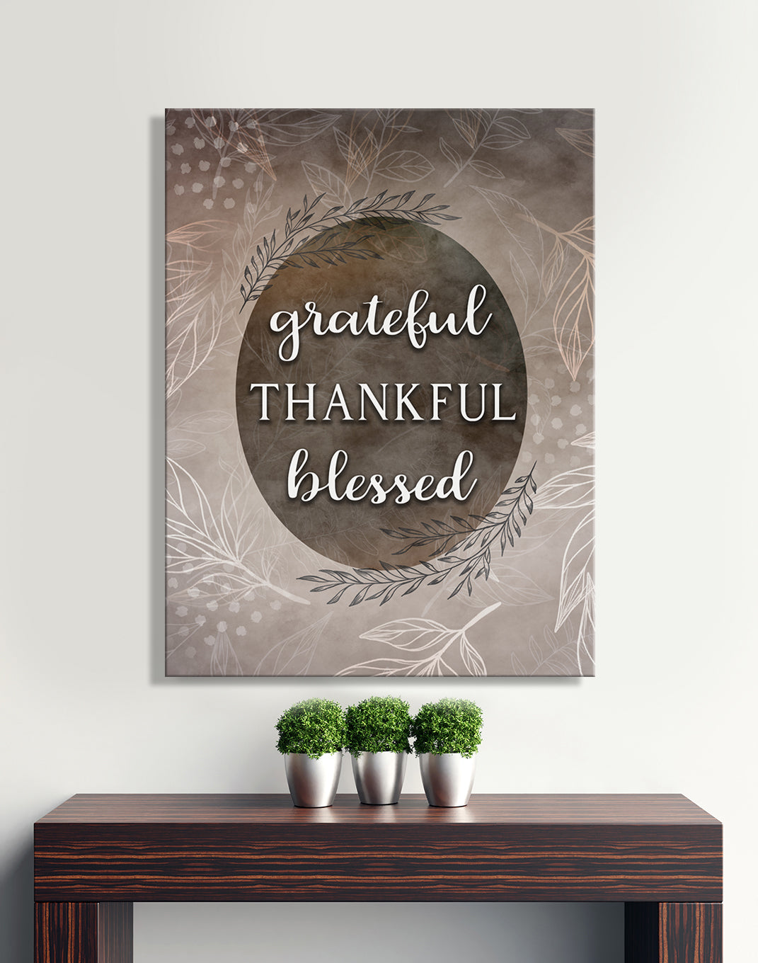 Christian Wall Art: Grateful Thankful Blessed V8 (Wood Frame Ready To Hang)