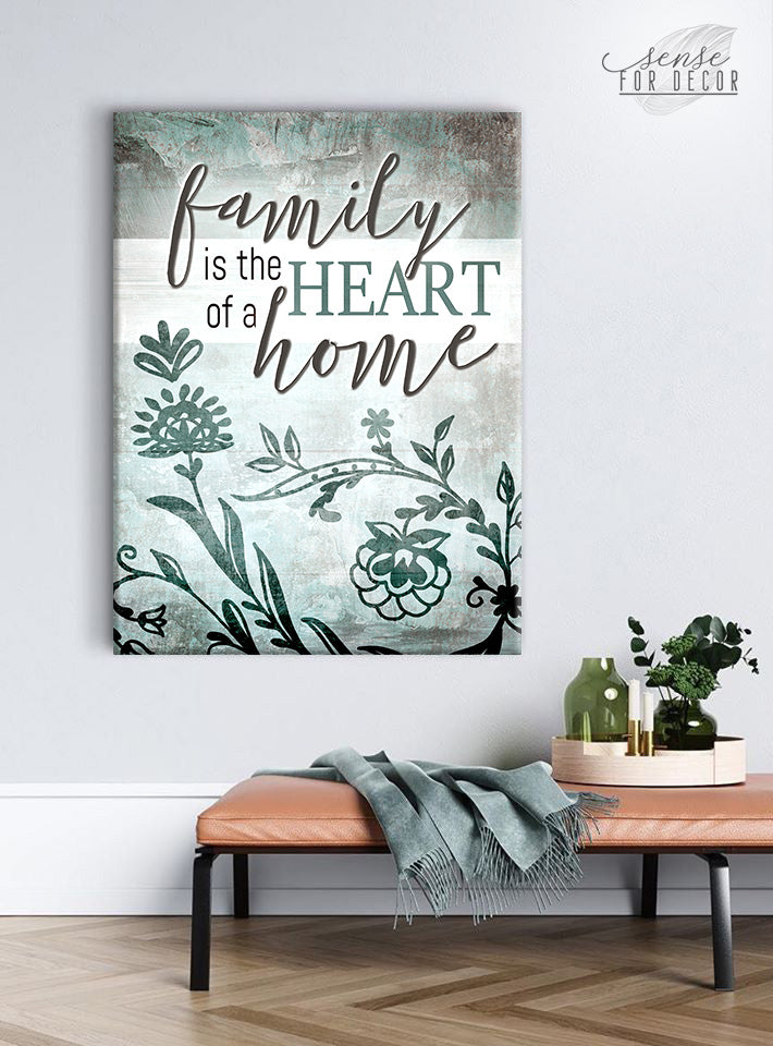High - Quality Wood - Framed Family Wall Art: Family at the Heart of Home V2 (Ready To Hang)