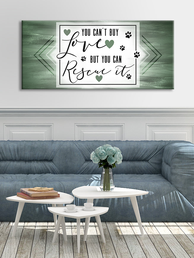Promo! High - Quality Wood - Framed Pet Wall Art: Rescue Love, Can't Buy It