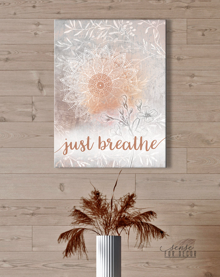 Exclusive! Ready - To - Hang 'Just Breathe V10' Home Wall Art with Wood Frame
