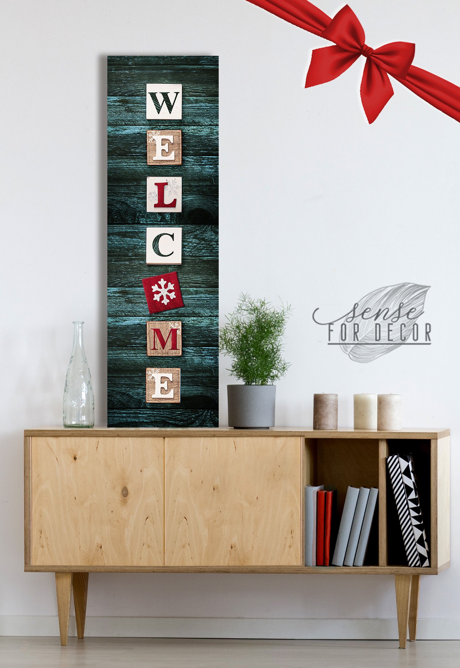 Hot Sale! Holiday Wall Decor Art - Welcome V4 with Wood Frame, Ready To Hang