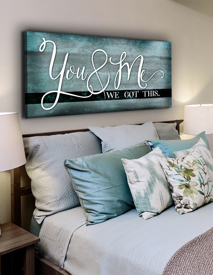 High - quality Couples Wall Art 'You & Me We Got This' V8 with Wood Frame, Ready to Hang