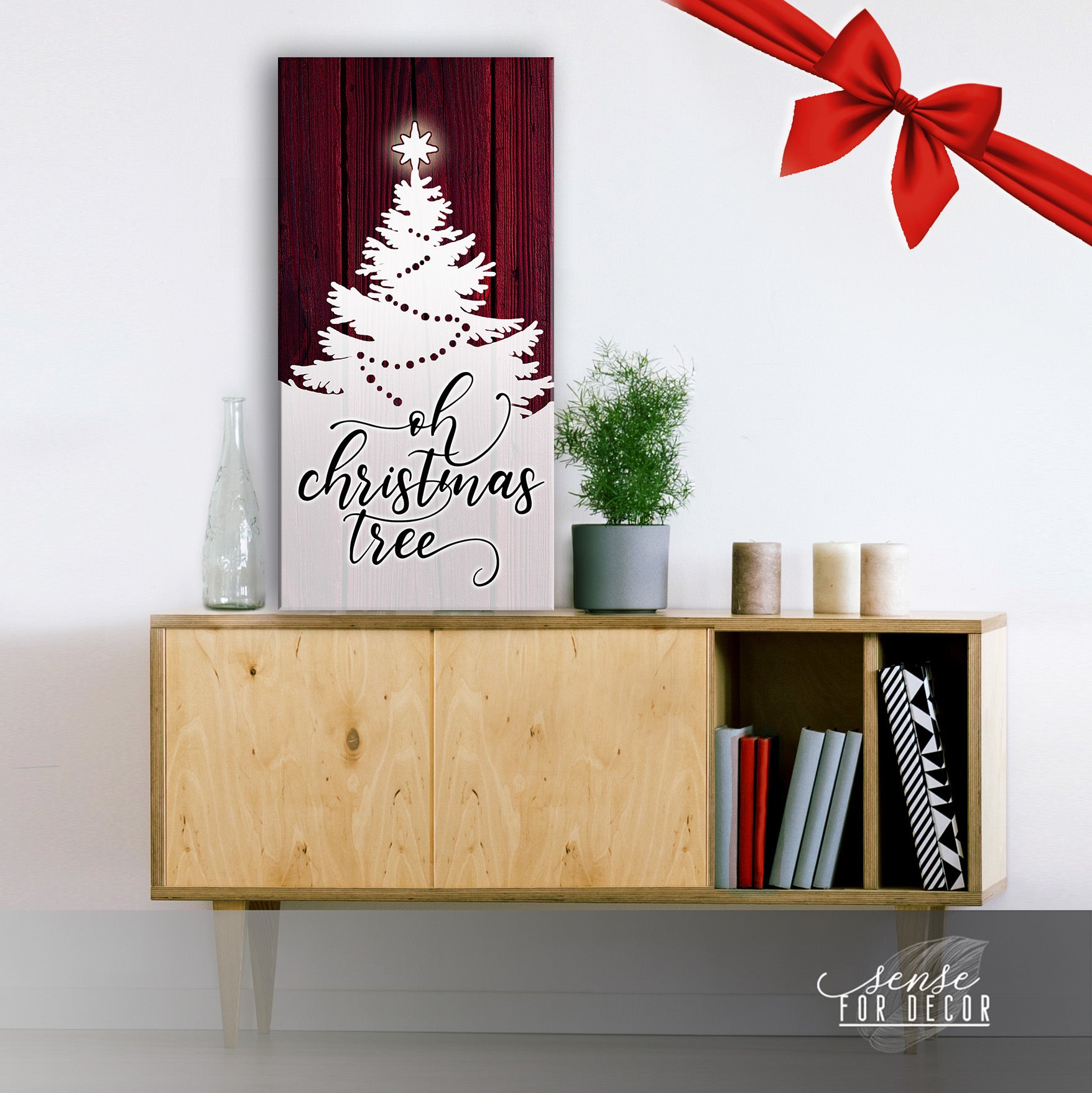 High - Quality Oh Christmas Tree V2 Holiday Wall Art with Wood Frame, Ready to Hang