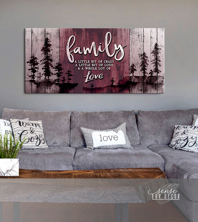 Exclusive Family Wall Art V14: A Bit of Crazy, Wood Frame Ready to Hang - Buy 2 Save 20%