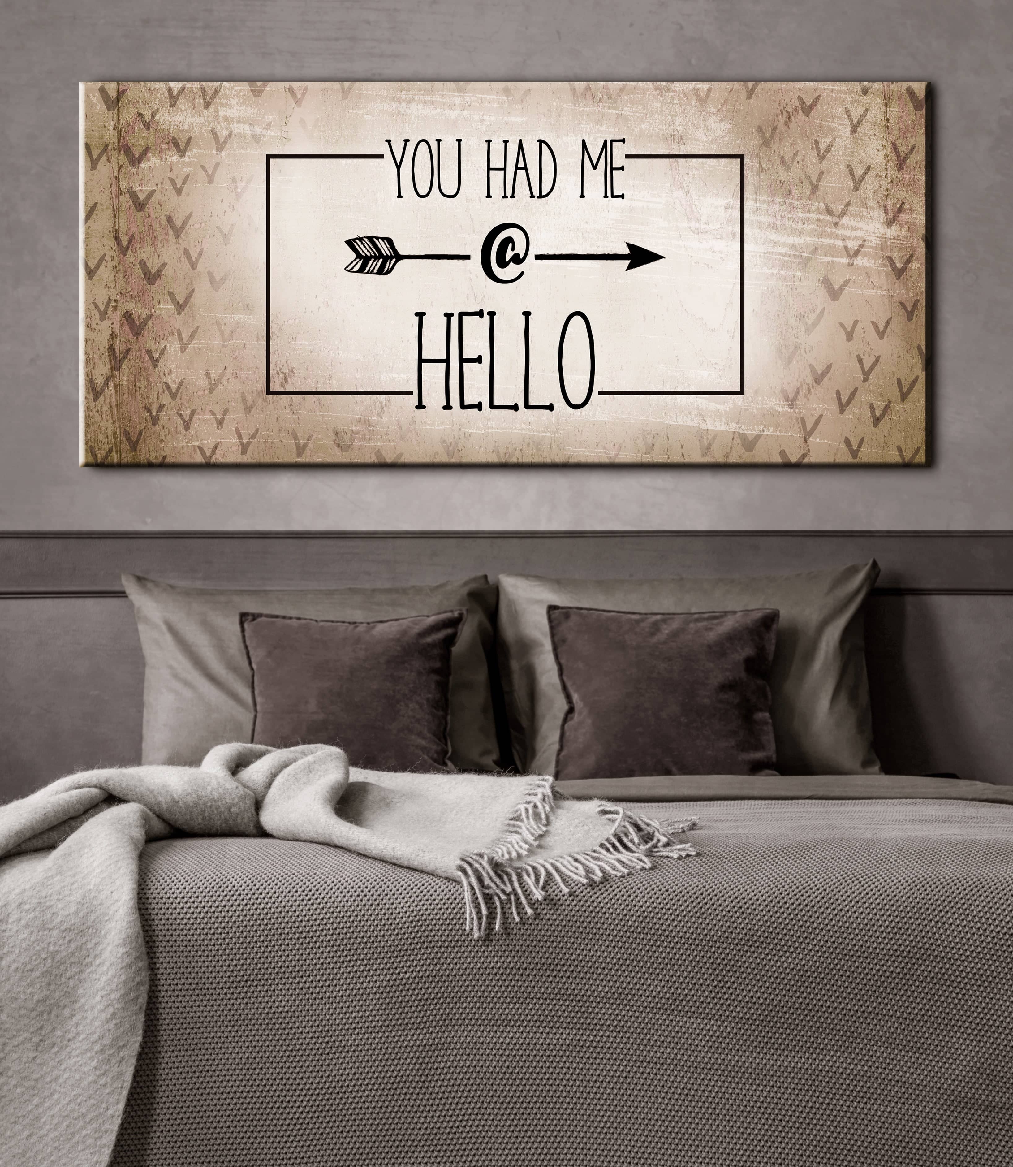 High - Quality Wood - Framed 'You Had Me At Hello' Bedroom Wall Art Ready To Hang
