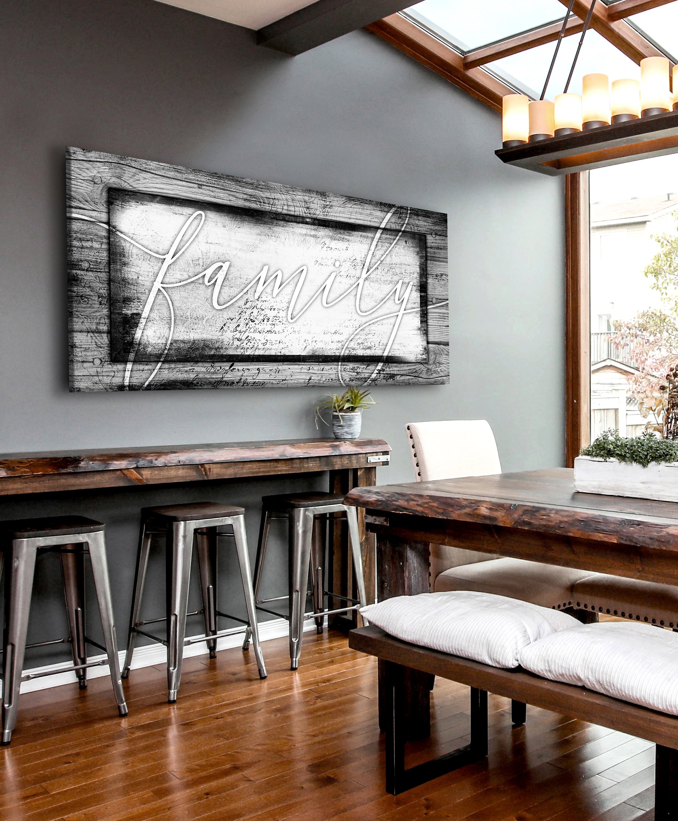 Hot Deal! Family Word Sign V4 Wood Frame Wall Art Ready To Hang