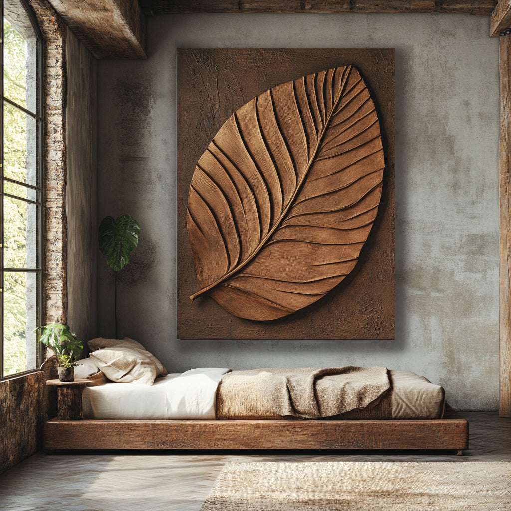 Enchanting Rustic Botanical Wall Art - Ethereal Leaf Harmony with Natural Grace