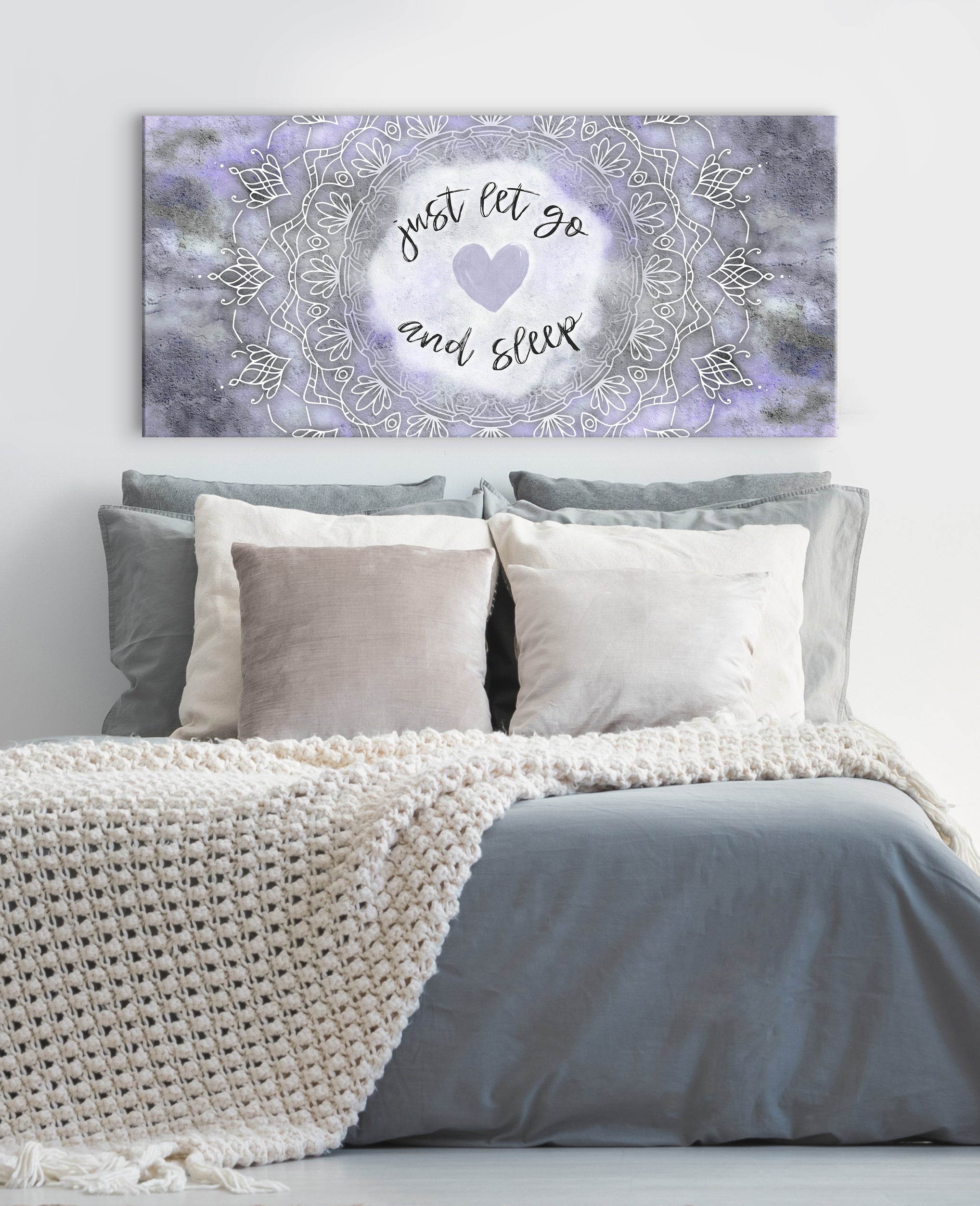 Boho Wall Art 'Just Let Go and Sleep' - Wood Frame, Ready to Hang! Buy 2, Save 20%
