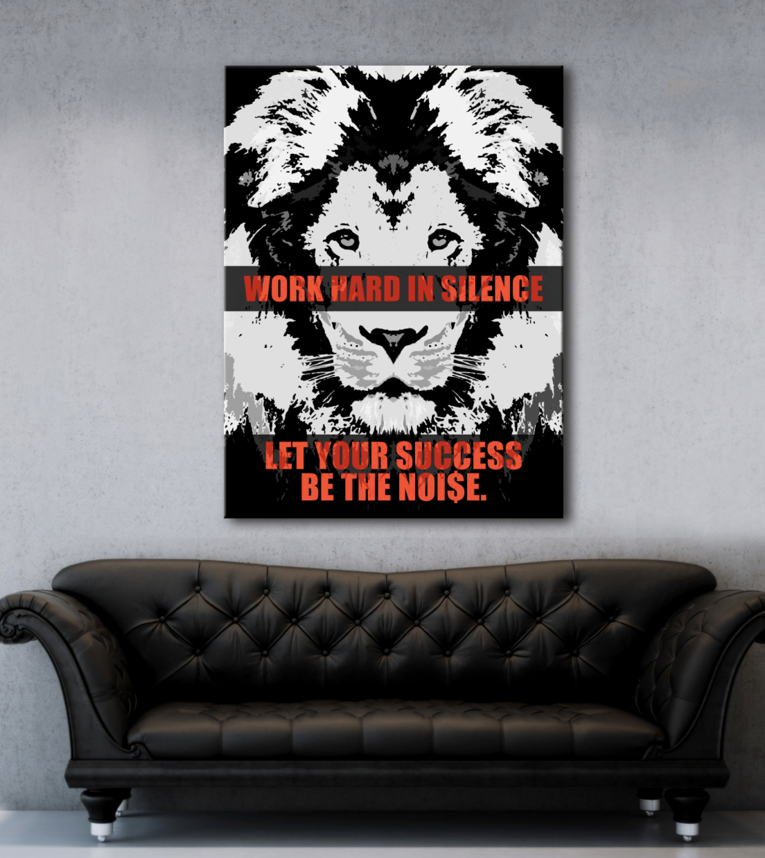 Exclusive Offer! Business Wall Art - Silence Success Lion Canvas with Wood Frame, Ready to Hang