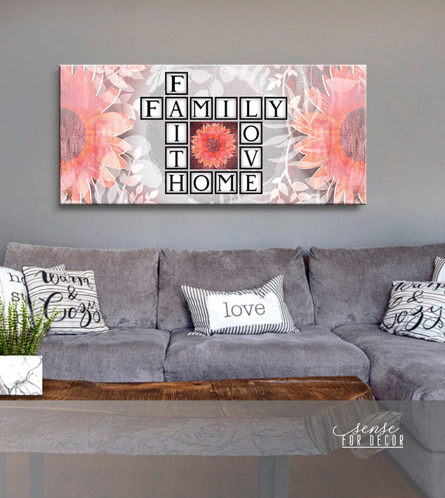 Hot Deal! Family Wall Art - Family Faith Home Love V2 with Wood Frame, Ready to Hang