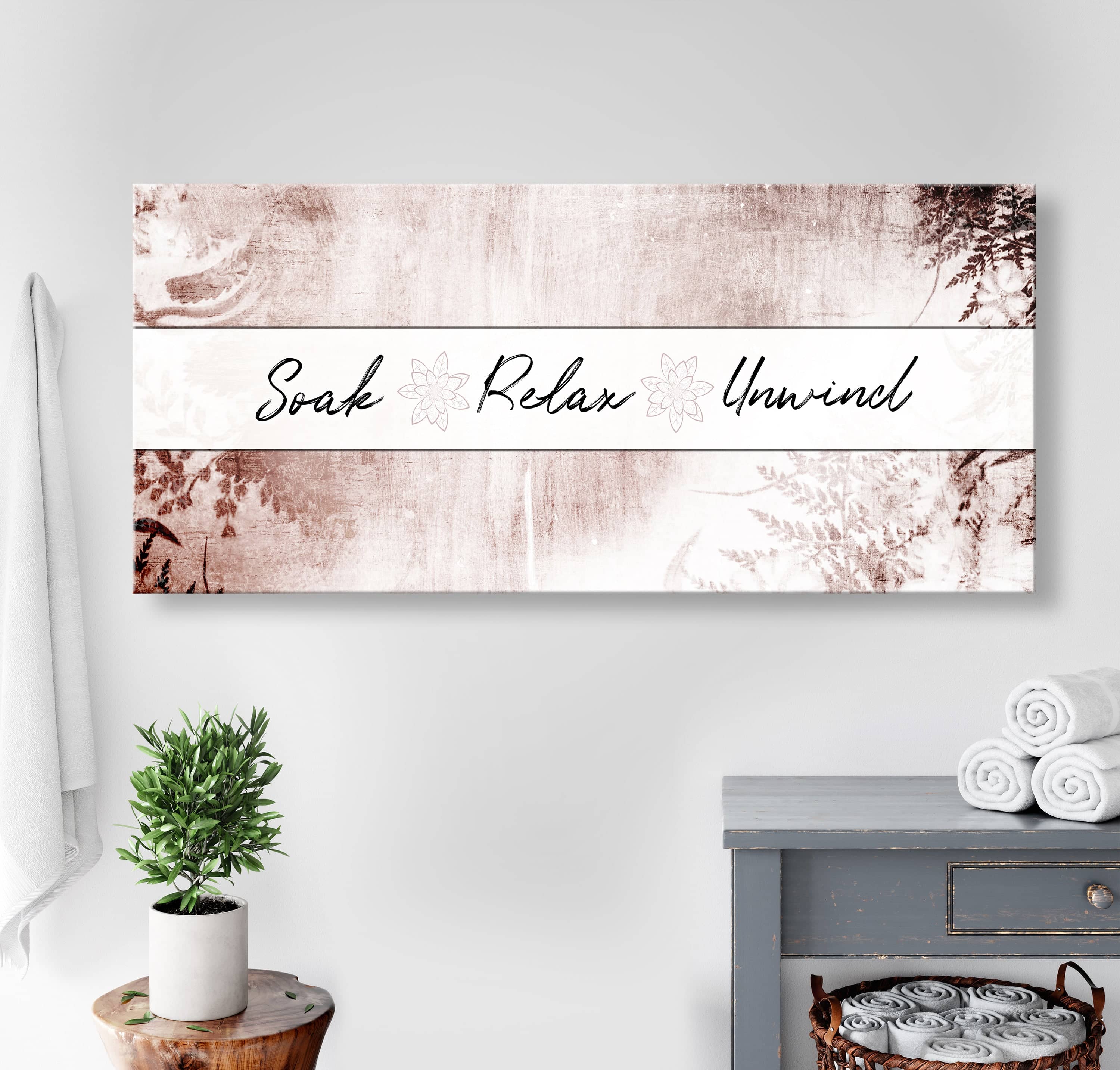 Ready-to-Hang Wood Frame Bathroom Wall Art: Relax and Unwind! BUY 2 GET 20% OFF