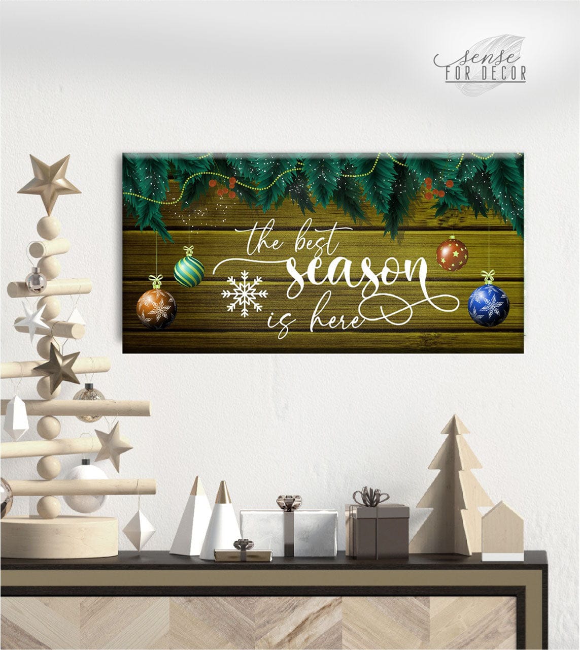 Holiday Wall Art: Ready-to-Hang Wood Frame - Best Season Sale